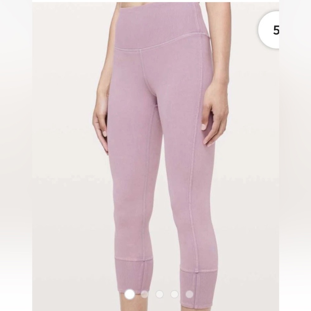 Lululemon Wunder Under Crop 23” Ribbed Pants 8 Pink purple